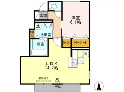 ソレアードV(1LDK/1階)の間取り写真