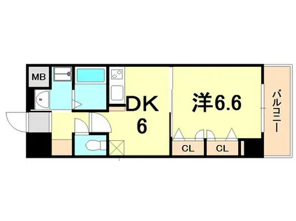 プレジール三ノ宮II(1DK/8階)の間取り写真