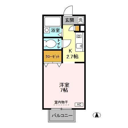 パセオおゆみ野(1K/2階)の間取り写真