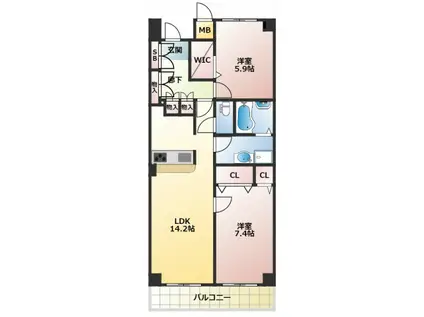 アプランドル(2LDK/7階)の間取り写真