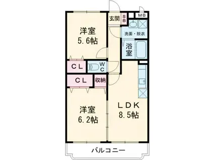エビスマンション(2LDK/2階)の間取り写真