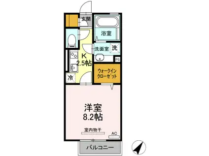 フラリール新南部(1K/2階)の間取り写真