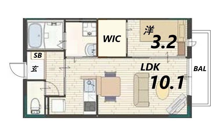 プレジール英賀保(1LDK/1階)の間取り写真