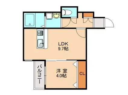 プレステージ高宮駅前(1LDK/1階)の間取り写真