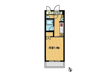 エクセラ子平町(1K/1階)の間取り写真