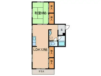 ハイツ友行(1LDK/2階)の間取り写真
