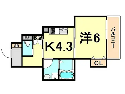 ロータスコート4(1K/3階)の間取り写真