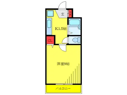 アーケティックマンション3(1K/2階)の間取り写真