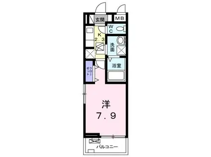 ル・ボヌール新居浜(1K/1階)の間取り写真