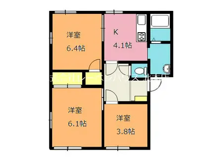 ハイツ小川B(3K/1階)の間取り写真