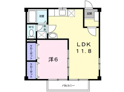 ジュネス早川II(1LDK/1階)の間取り写真