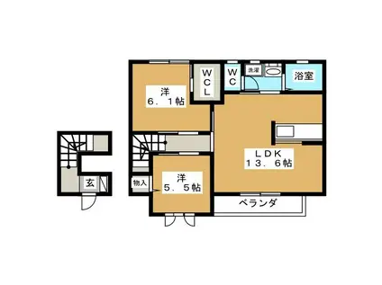 プレミールK瑞穂(2LDK/2階)の間取り写真