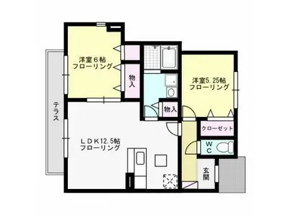 ヴェルディ川久保東(2LDK/1階)の間取り写真