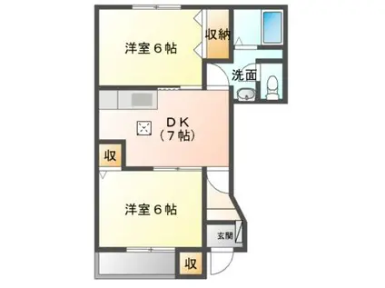 ベル・エトワールA棟・B棟(2DK/1階)の間取り写真