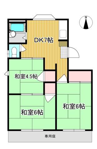 アーバンハイツ川入(3DK/1階)の間取り写真