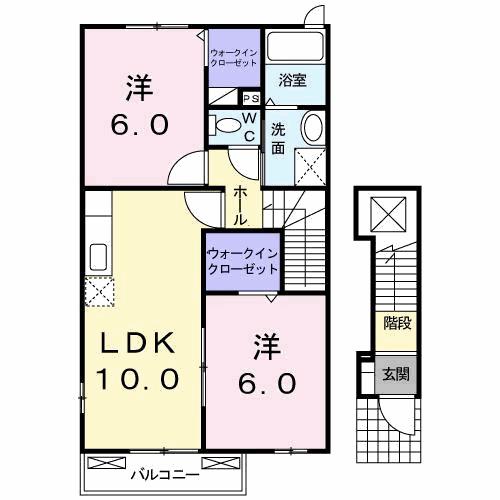 ルークス勇峰A(2LDK/2階)の間取り写真