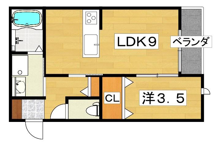CHERRYBLOSSOM川原町(1LDK/3階)の間取り写真