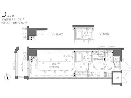 ZOOM大塚(1K/3階)の間取り写真