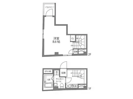 ザオークス自由が丘リュクス(1K/1階)の間取り写真