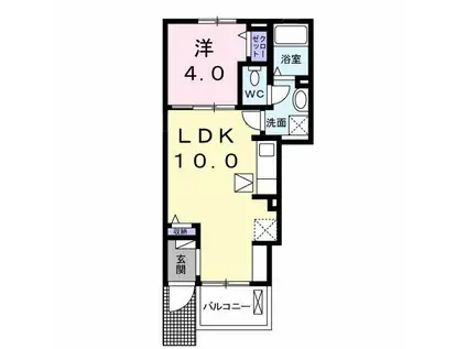 ブローテ花園(1LDK/1階)の間取り写真