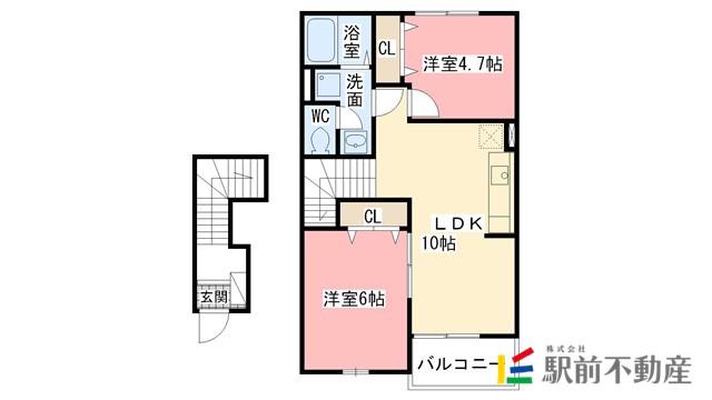サンイーストB(2LDK/2階)の間取り写真