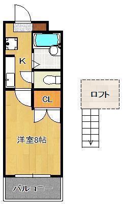 ヤンググレイス若園(1K/2階)の間取り写真