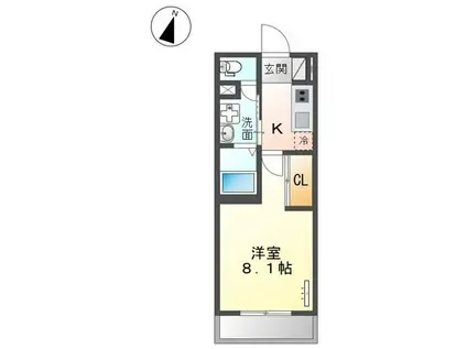 ヴァローレ日比野(1K/1階)の間取り写真