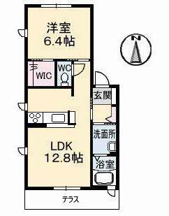 グラシアス・セゾンD棟(1LDK/1階)の間取り写真