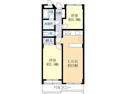 ガーデンヒルズ久松(2LDK/7階)の間取り写真