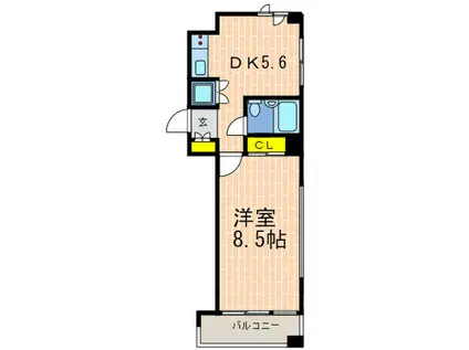 ジュミー・クロ(1DK/5階)の間取り写真