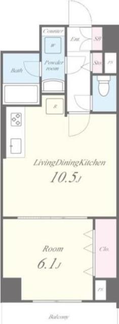 フルール・ラ・メール(1LDK/2階)の間取り写真