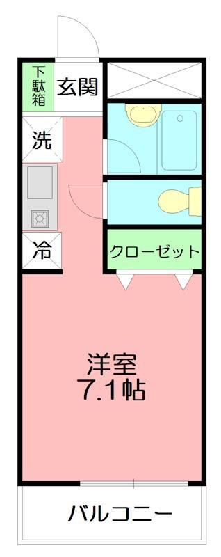 ミレニアムヒルズ(ワンルーム/2階)の間取り写真