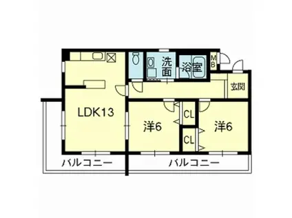 ALVEARE(2LDK/3階)の間取り写真