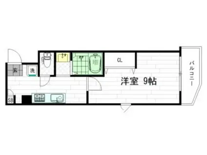 ルミエール大今里(1K/9階)の間取り写真