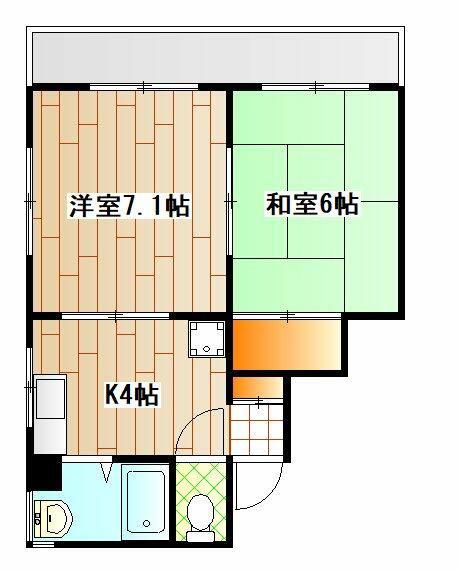 ライジングビルヨシザキ(2K/5階)の間取り写真