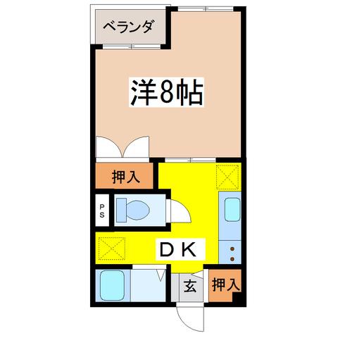 リブニーズF(1DK/3階)の間取り写真