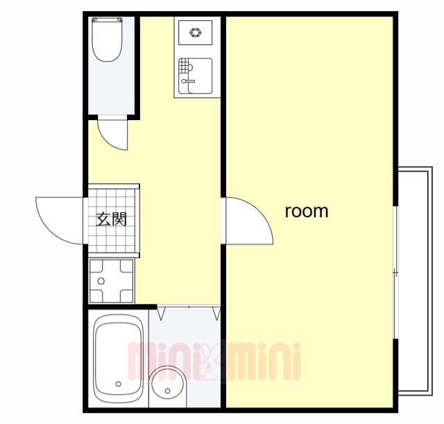 Kマンションムサシ(1K/2階)の間取り写真
