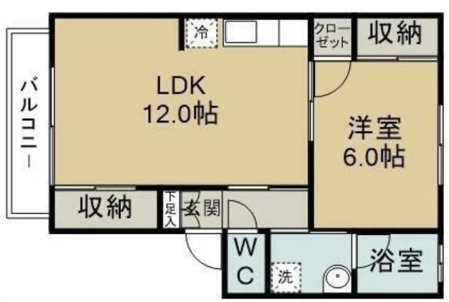 リバースター岩切(1LDK/2階)の間取り写真