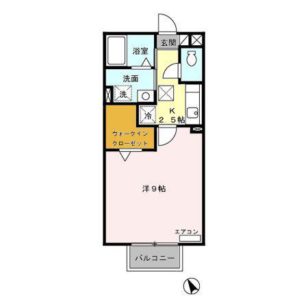 グランディール新正(1K/1階)の間取り写真