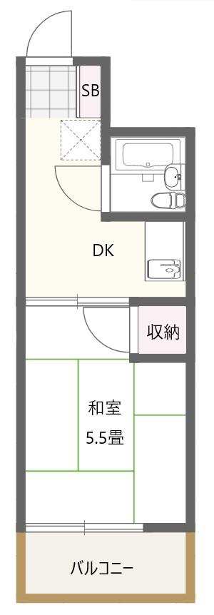 マンション翠嵐(1DK/5階)の間取り写真