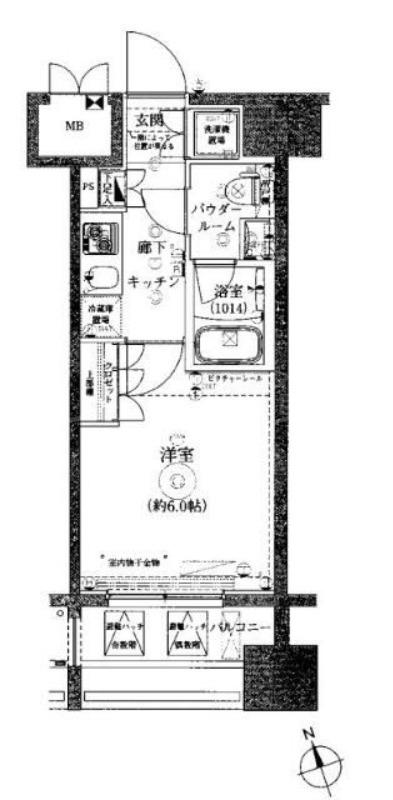 RISING PLACE 川崎(1K/8階)の間取り写真