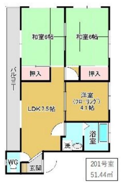 渡辺マンション(3DK/2階)の間取り写真