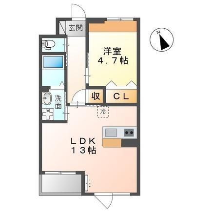 ルミエール(1LDK/2階)の間取り写真