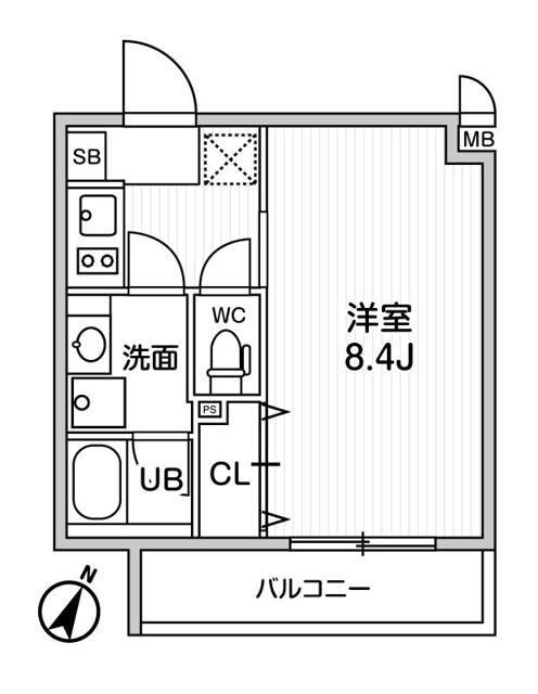 ALTERNA北品川(1K/3階)の間取り写真