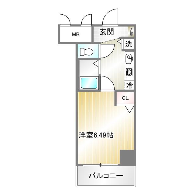 ロイヤルヒル神戸三ノ宮(1K/9階)の間取り写真