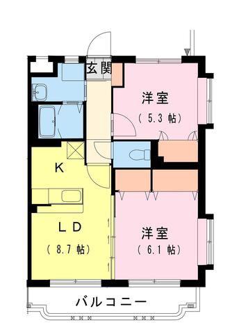 シャルテハイムII(2LDK/2階)の間取り写真