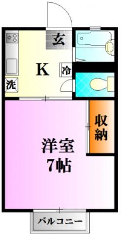 ルベリエA(1K/2階)の間取り写真