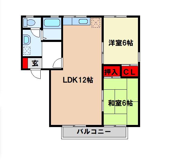 セジュール・プルニエ A棟(2LDK/2階)の間取り写真