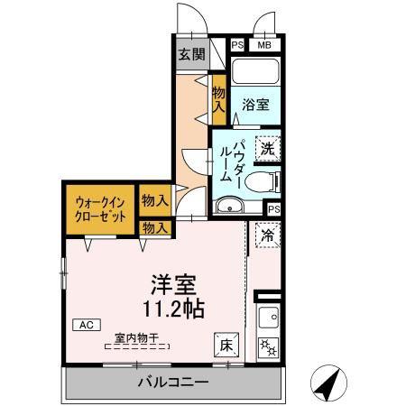 サニーフラット三ツ沢(ワンルーム/1階)の間取り写真