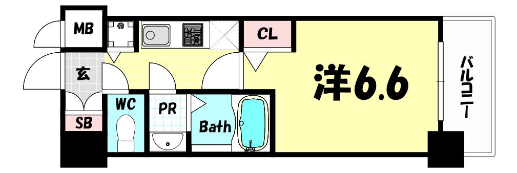 PRESSANCE三宮ディライト(1K/14階)の間取り写真